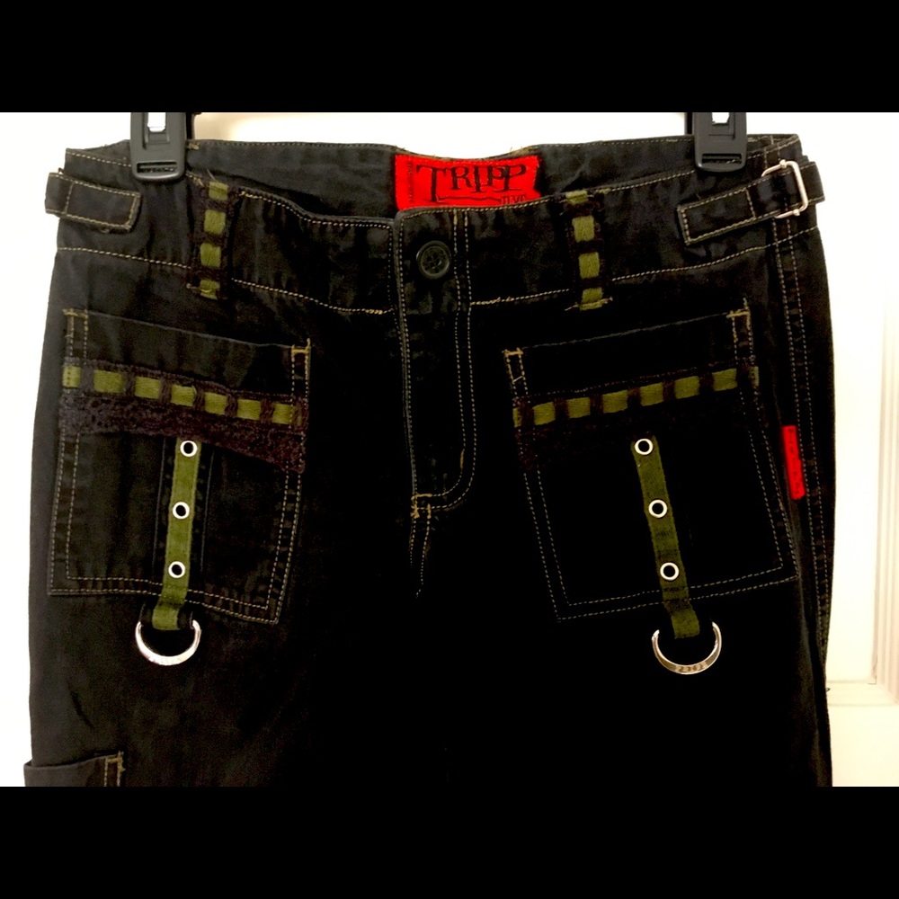 Vintage Tripp NYC goth pants w army green accents